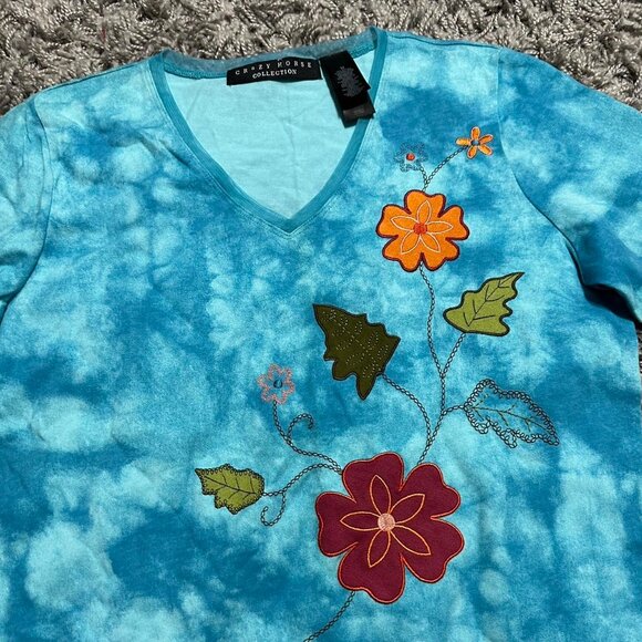 Crazy Horse Cottage Core 3/4 Sleeve Tie Dye Tope - Picture 3 of 7